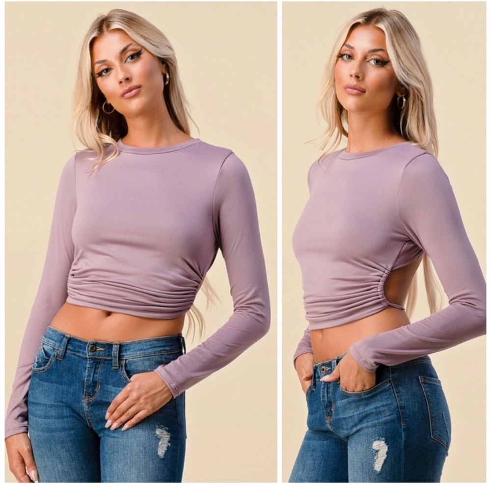 Lilac open back long sleeve top - Picture 2 of 4